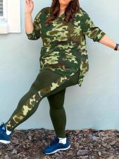 Plus Size Camouflage Print Long Sleeve Pants Two Piece Set SH-390716