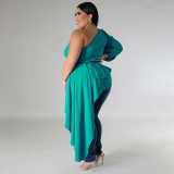 Plus Size Solid Irregular Single Shoulder Tops NNWF-7922