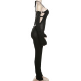 Sexy Backless Strappy Knit Long Sleeve Slim Jumpsuits XEF-33745