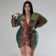 Plus Size Sexy Sequin Tie Up Nightclub Dress NNWF-7938