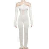 Sexy Backless Strappy Knit Long Sleeve Slim Jumpsuits XEF-33745