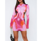 Fashion Print Long Sleeve Mini Dress ASL-6697
