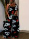 Halloween Skull Print Sleeveless Back Pants Jumpsuit SH-390760