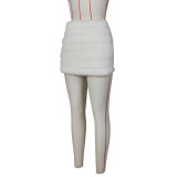 Solid Color Zipper Plush MIni Skirt ZSD-0626
