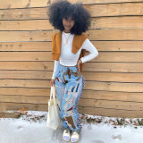Colorful Pattern Tassel Padded Plush Pants MAE-2194