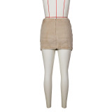 Solid Color Zipper Plush MIni Skirt ZSD-0626