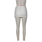 Solid Color Zipper Plush MIni Skirt ZSD-0626