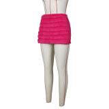 Solid Color Zipper Plush MIni Skirt ZSD-0626