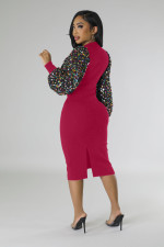 Sequin Sleeve Patchwork Midi Dress XMY-9460