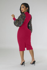 Sequin Sleeve Patchwork Midi Dress XMY-9460