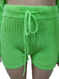 Fashion Kint Solid Cardigan And Shorts Two Piece Set CM-8695