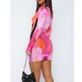 Fashion Print Long Sleeve Mini Dress ASL-6697