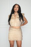 Vest Faux Fur Padded Cotton Short Skirt Suit ZSD-0627