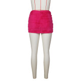 Solid Color Zipper Plush MIni Skirt ZSD-0626