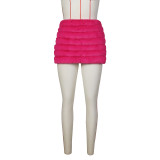 Solid Color Zipper Plush MIni Skirt ZSD-0626