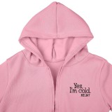 Letter Print  Padded Sweatshirt Hooded Three Piece Pants Set TK-6302