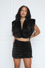 Vest Faux Fur Padded Cotton Short Skirt Suit ZSD-0627