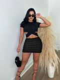 Solid Color Zipper Plush MIni Skirt ZSD-0626