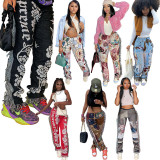 Colorful Pattern Tassel Padded Plush Pants MAE-2194