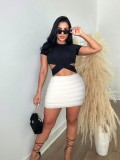 Solid Color Zipper Plush MIni Skirt ZSD-0626