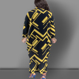 Plus Size Long Sleeve Long Cardigan And Pants Two Piece Set GDAM-218313