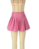 Fashion PU Leather Pleated Skirt ANDF-1561
