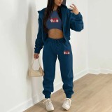 Christmas Padded Printed Hooded Sweatshirt Sport Three Piece Pants Set TK-001