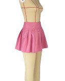 Fashion PU Leather Pleated Skirt ANDF-1561