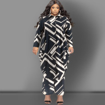 Plus Size Long Sleeve Long Cardigan And Pants Two Piece Set GDAM-218313