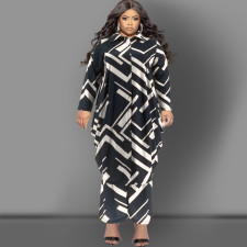 Plus Size Long Sleeve Long Cardigan And Pants Two Piece Set GDAM-218313