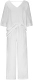 Solid Color V Neck Wide Leg Pants Two Piece Set SHD-9613