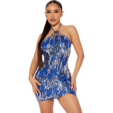 Sexy Tie Up Halter Backless Sequin Dress CYA-900760