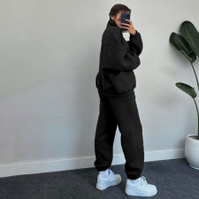 Solid Color Zipper Sweatshirt Coat Two Piece Pants Set SSNF-211340