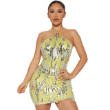 Sexy Tie Up Halter Backless Sequin Dress CYA-900760