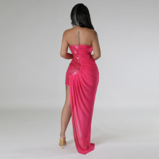 Sexy Tube Tops Sequin Patchwork Evening Dress MUE-7987