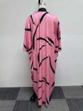 Plus Size Printed Patchwork Big Swing Split Maxi Dress NY-10618