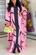 Plus Size Printed Patchwork Big Swing Split Maxi Dress NY-10618