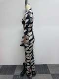 Plus Size Fashion Print Long Sleeve Fishtail Dress NY-2857