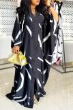 Plus Size Printed Patchwork Big Swing Split Maxi Dress NY-10618