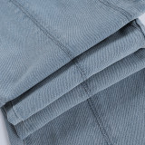 Fashion Hollow Out Tie Up Split Straight Jean FL-23007