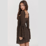 Layered Lace Long Sleeve Mini Dress FL-23533