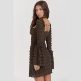 Layered Lace Long Sleeve Mini Dress FL-23533