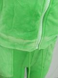Solid Color Zipper Tops And Pants Two Piece Set YD-8784