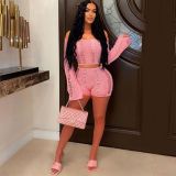Sexy One Shoulder Hollow Out Backless Two Piece Shorts Set MDF-5383