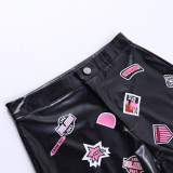 Sexy Slim Print Leather Short FL-23464