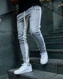 Men Stripe Patchwork Zipper Sport Pant GXWF-CK-16