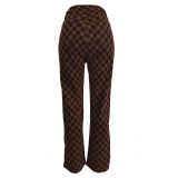 Plus Size Plaid Print Casual Split Pants LSL-0014