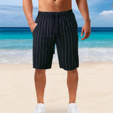 Men Plus Size Vertical Stripe Lacing Casual Beach Short GXWF-A714