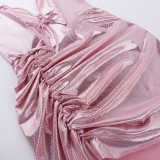 Sexy Tube Tops Deep V-Neck Fine Glitter Mini Dress FL-23348