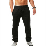 Men Plus Size Solid Color Sport Drawstring Pant GXWF-3396